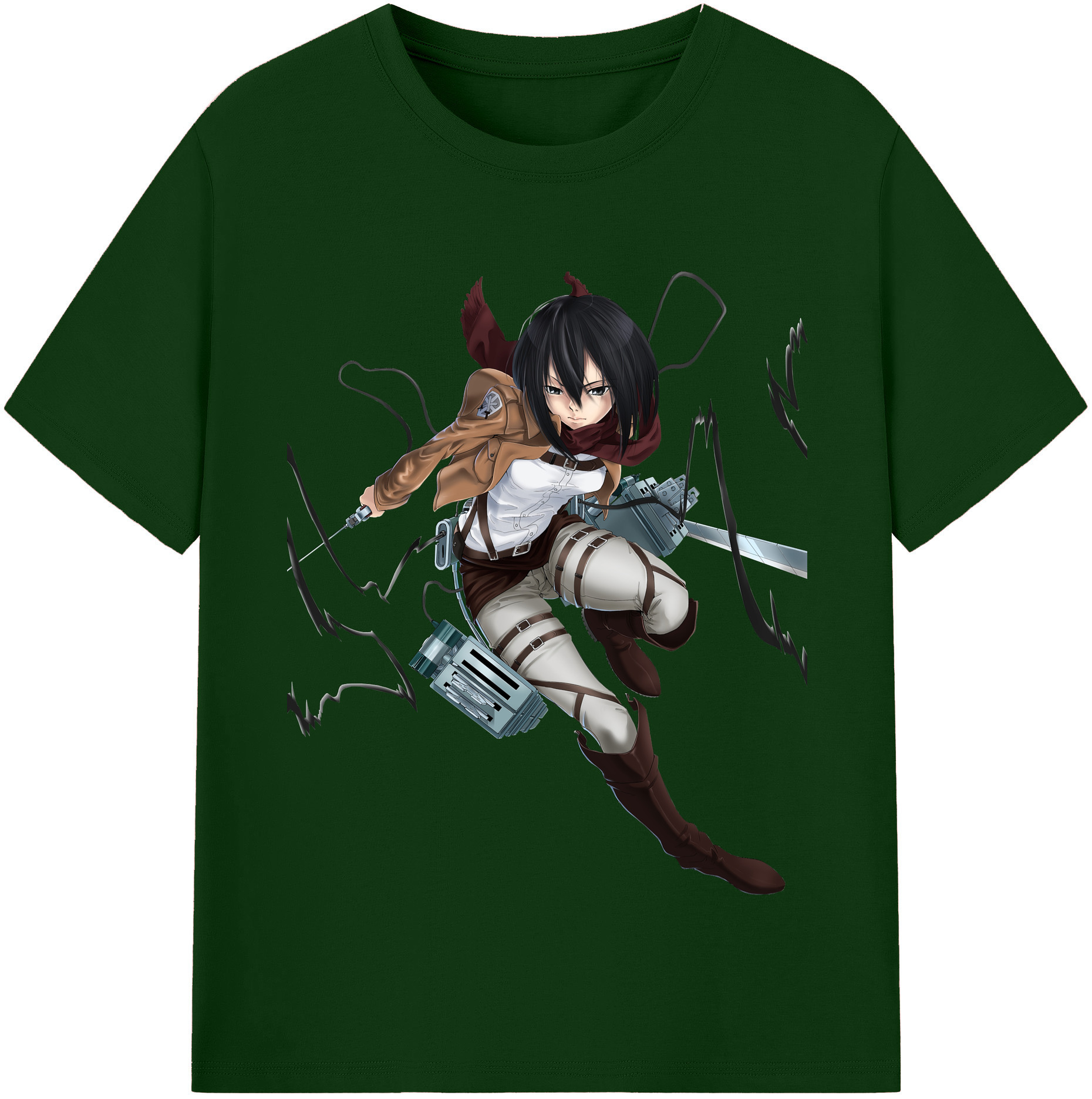 （画像用） 進撃の巨人 ミカサ·アッカーマン Attack on Titan Mikasa Ackerman 綿100％半袖Tシャツ（フロントプリント）